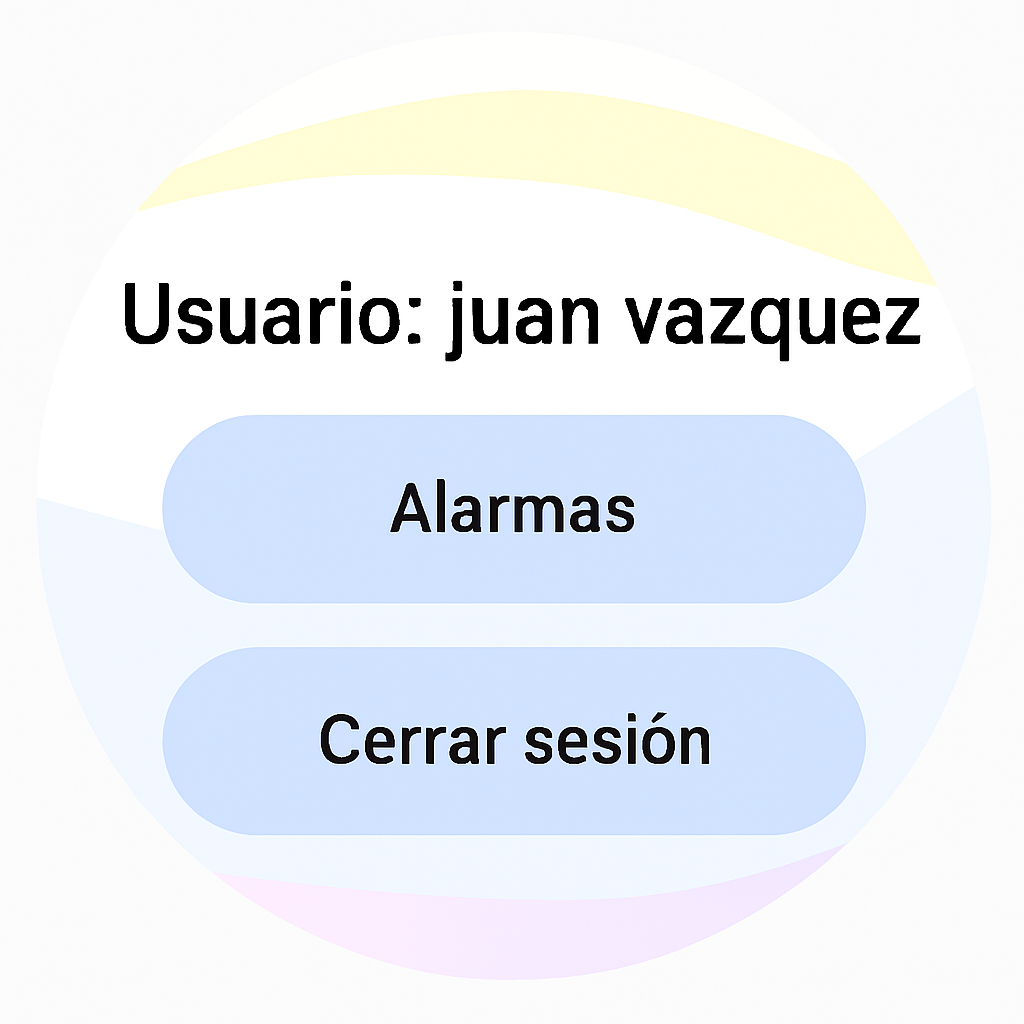 Interfaz Wear OS: inicio, menú e alarmas